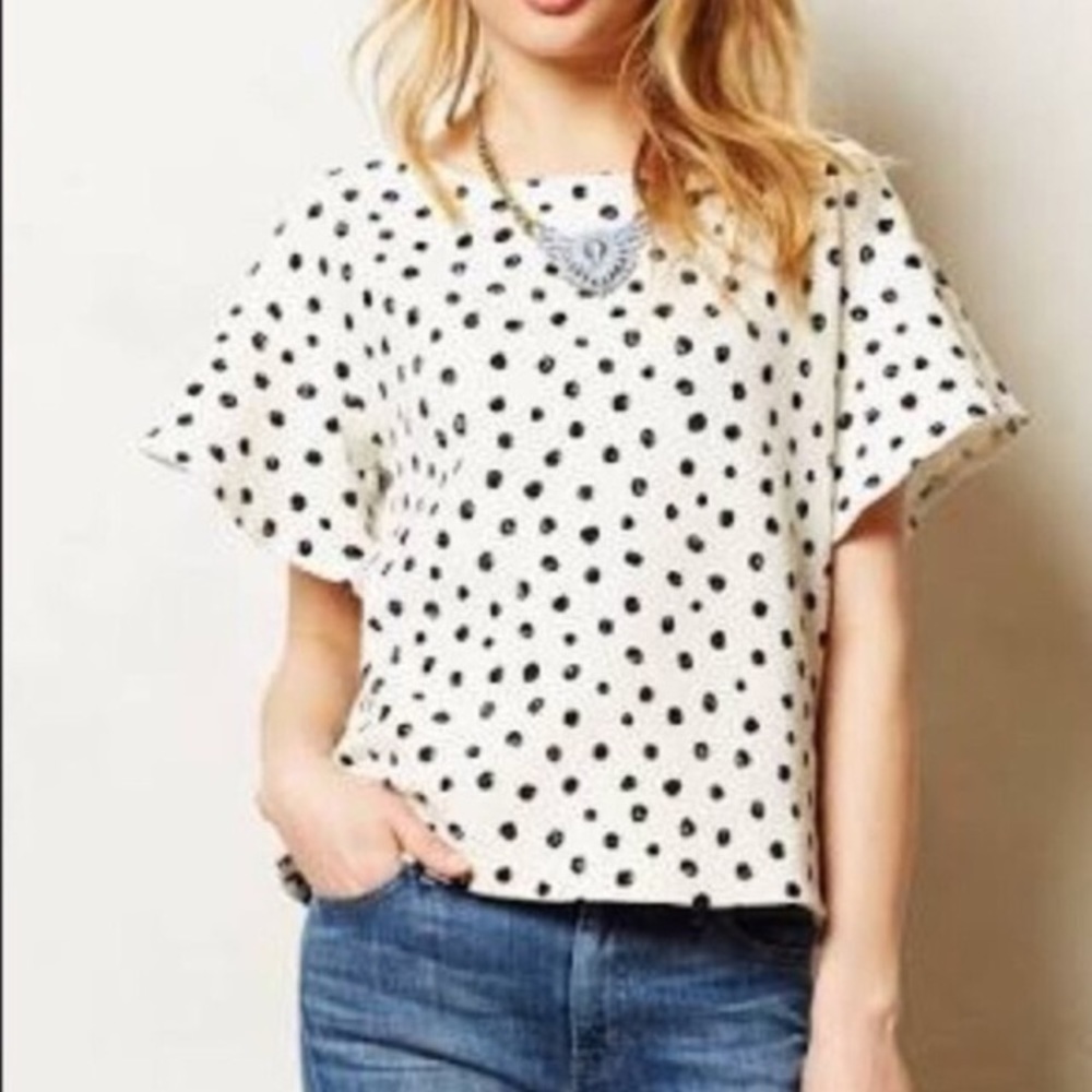 Anthropologie Postmark polka dot top